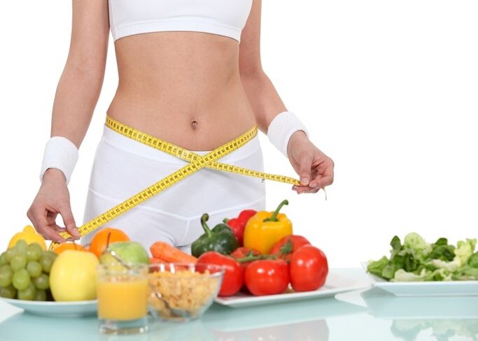 Table with useful products to lose weight